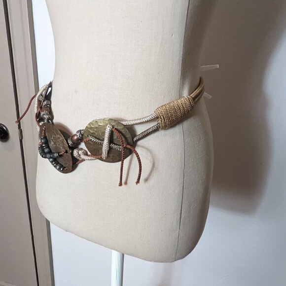Statement Belt Boho Metal Round Woven Rope Dopamine Dressing Bead Wearable‎ Art main image 7